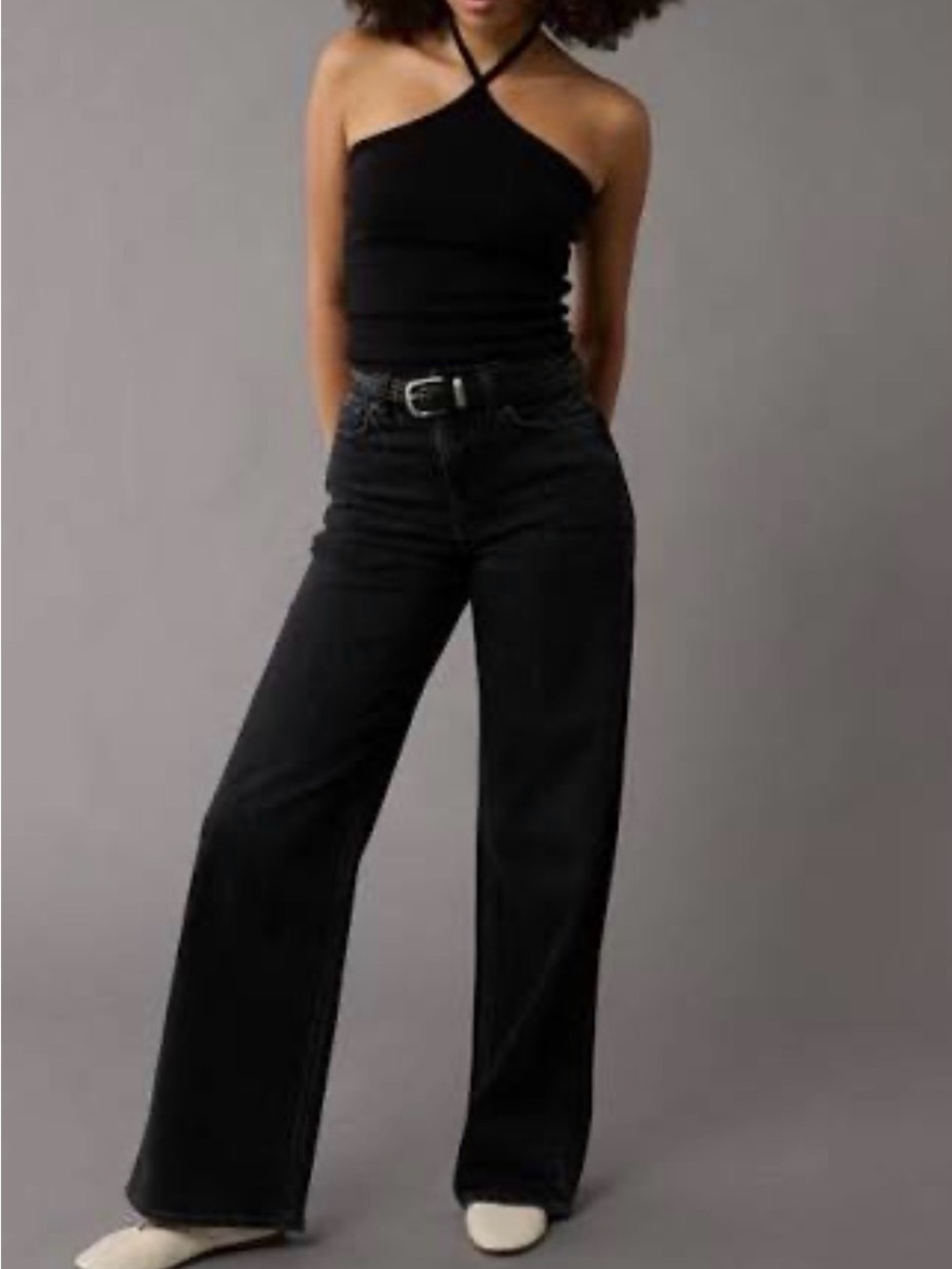 American Eagle Outfitters dreamy drape curvy super high-rise baggy wide leg -10